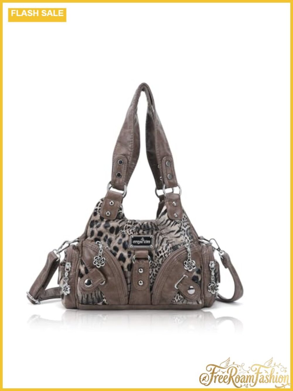 Vegan Leather Hobo Shoulder Bag Multi-Pocket Tote with Zipper
